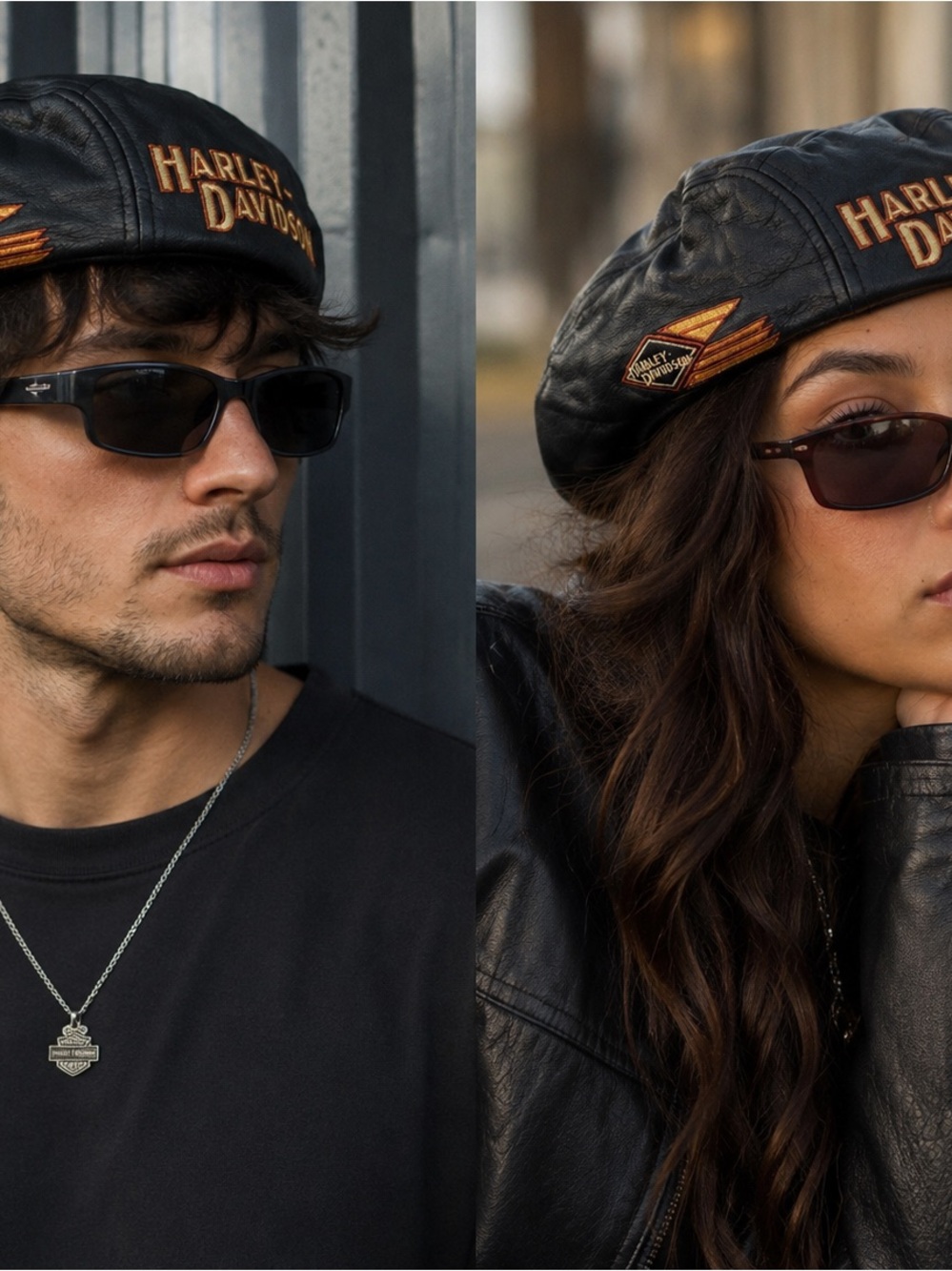 Vintage Harley-Davidson Black Leather Beret Embroidered Biker Hat Unisex - Picture 3 of 14